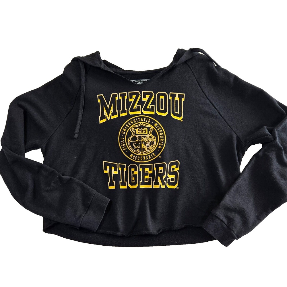 Missouri Tigers Womens Team LJ Cropped‎ Long Sleeve Sweatshirt Hoodie Sz Large